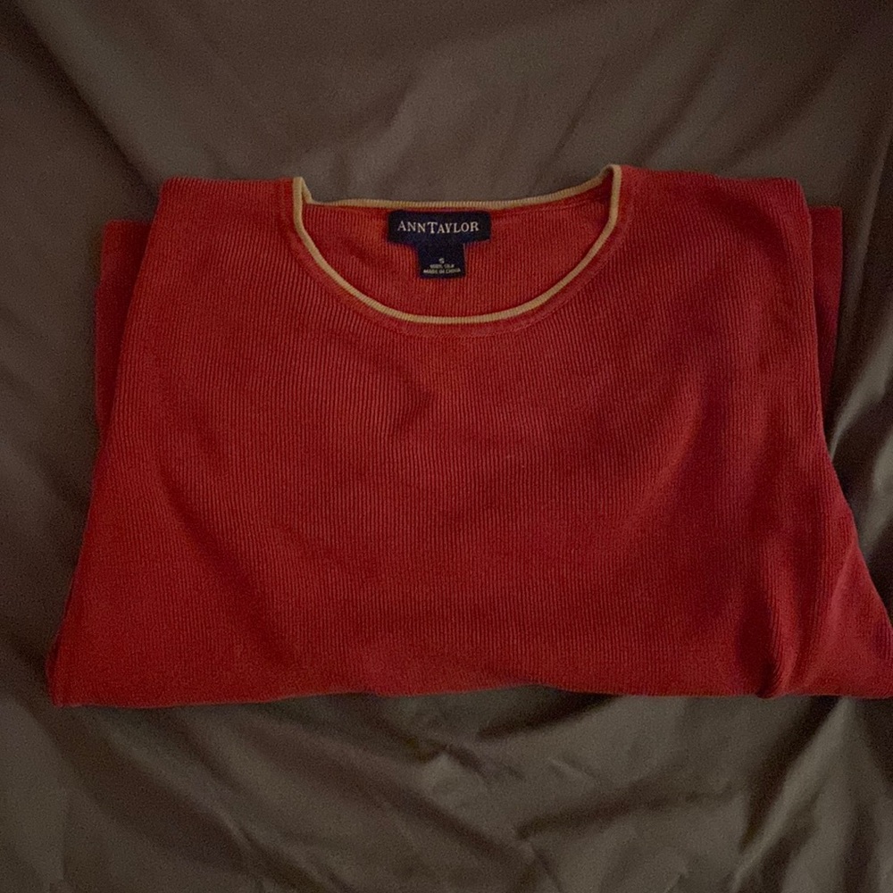 Ann Taylor Red Scoop Neck Shirt